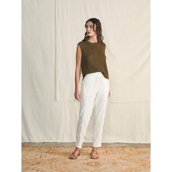 Faherty Linen Blend Pull On Pants White Casual Trousers Size‎ M - Picture 1 of 9
